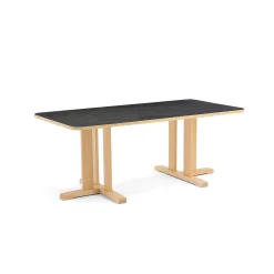 Pöytä KUPOL 1600x800x600 mm, tummanharmaa linoleumi, koivu