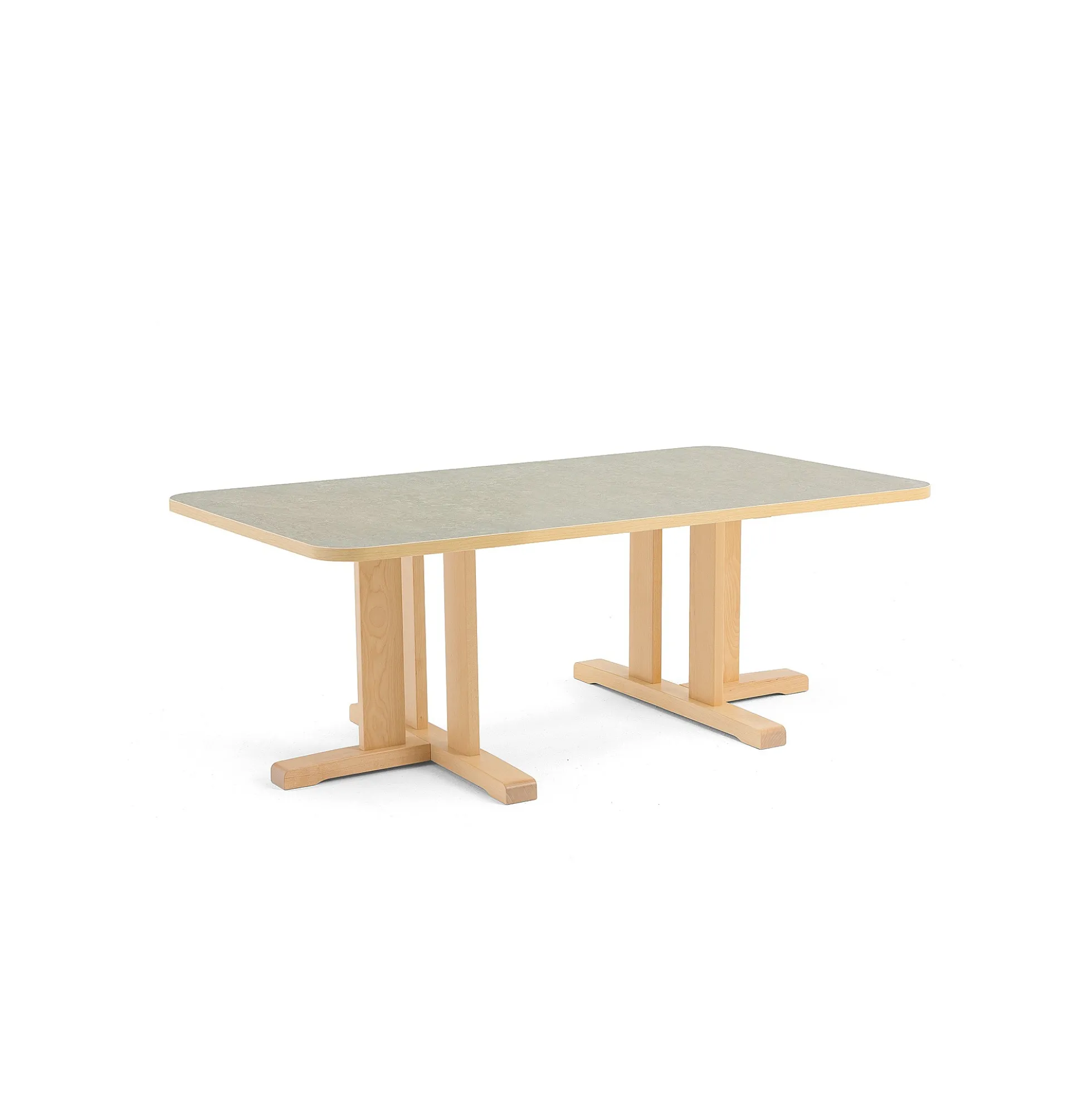 Pöytä KUPOL 1400x800x500 mm, vihreä linoleumi, koivu
