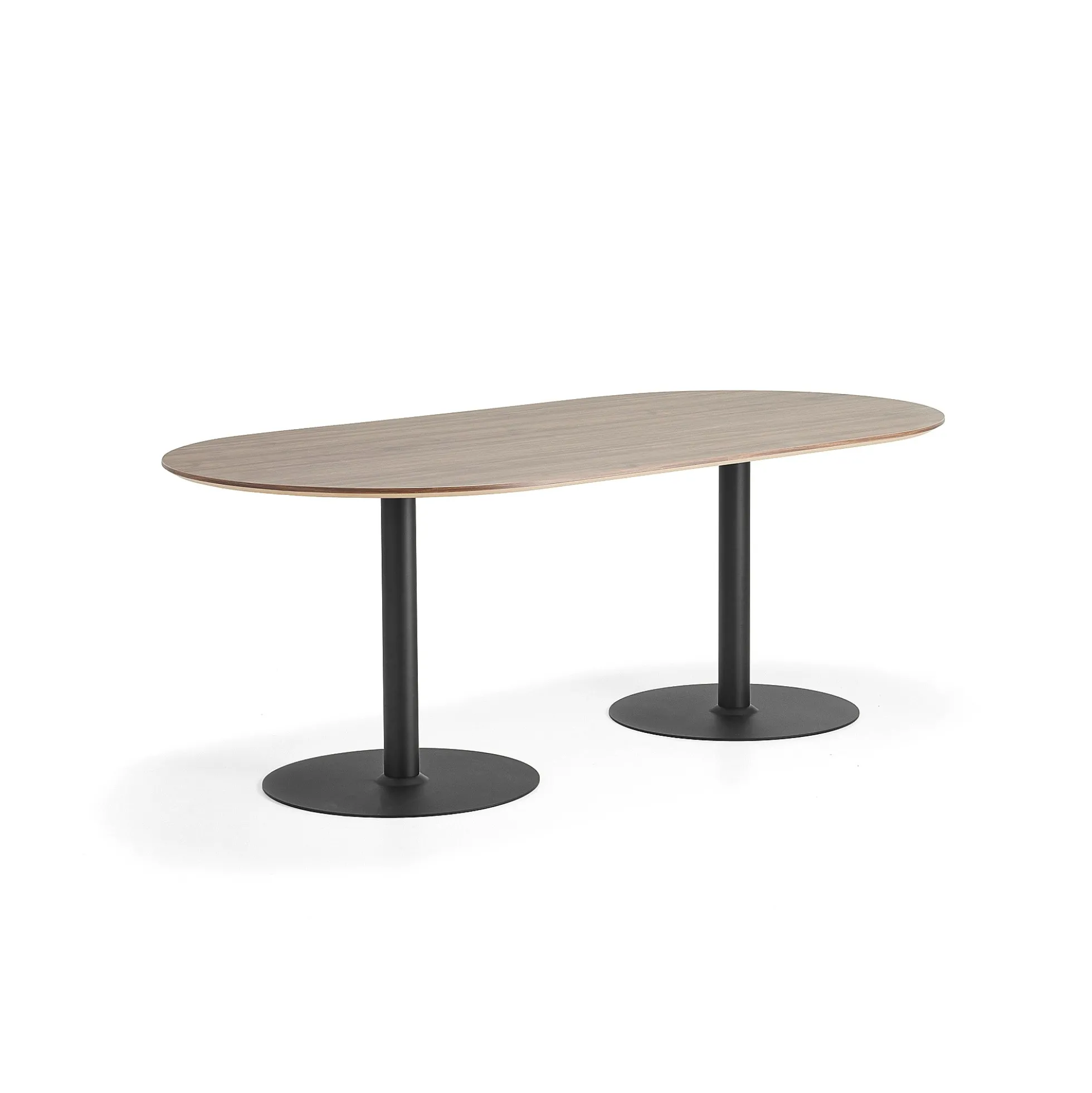 Pöytä METRIC Ovaali, 2000x1000x720 mm, musta/pähkinä