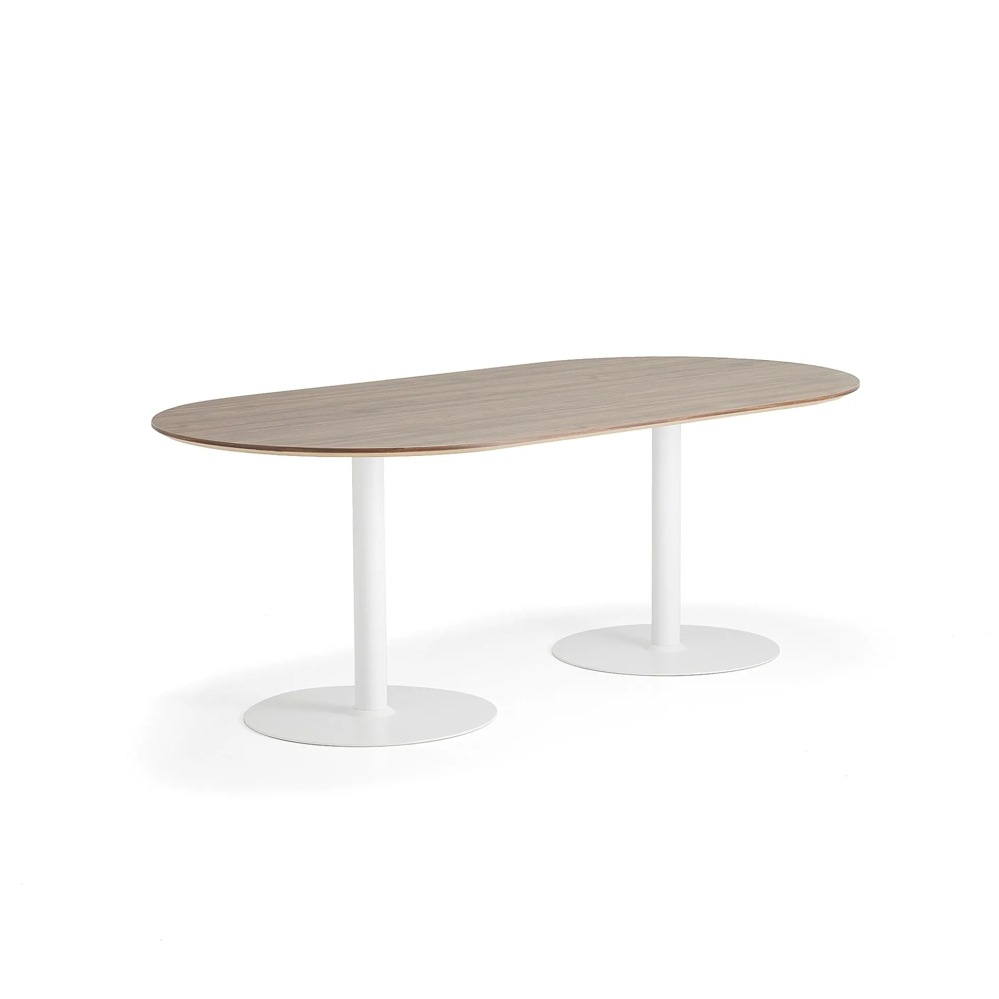 Pöytä METRIC Ovaali, 2000x1000x720 mm, valkoinen/pähkinä