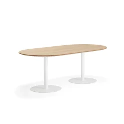 Pöytä METRIC Ovaali, 2000x1000x720 mm, valkoinen/tammi