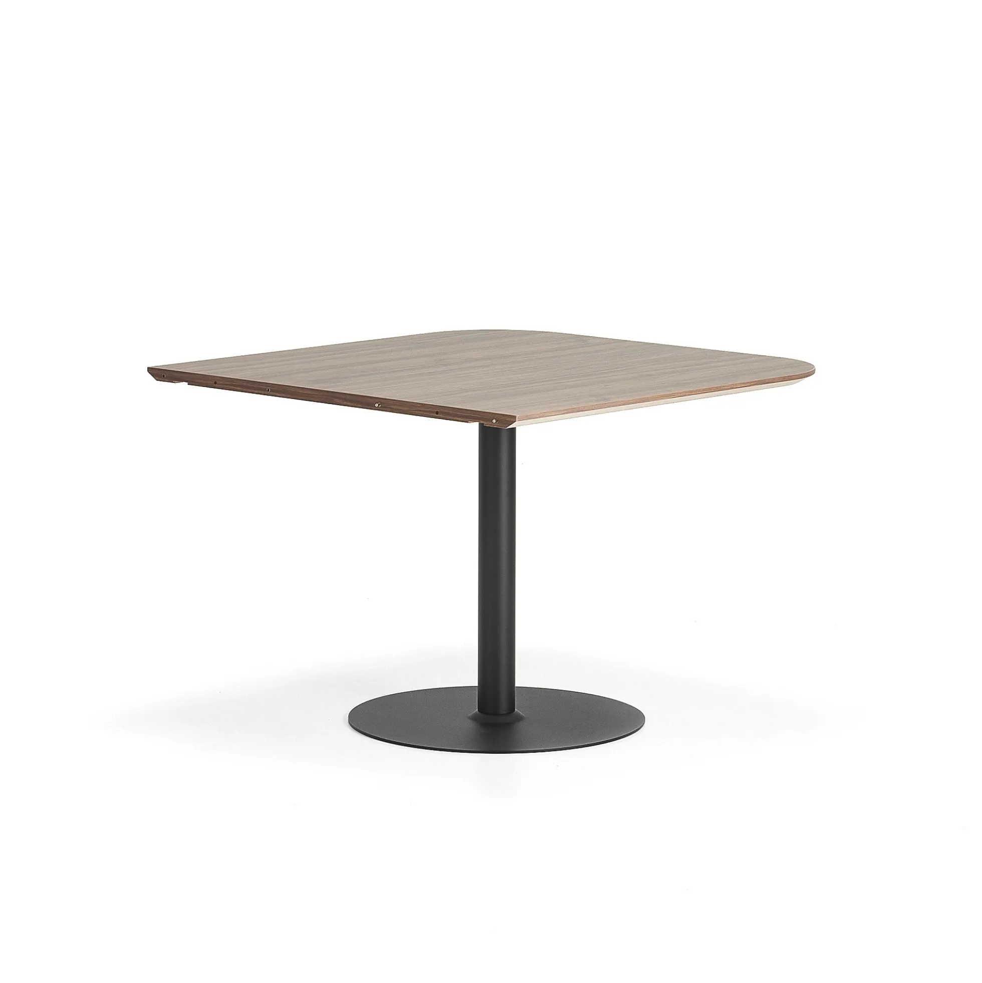 Pöytä METRIC Pyöristetyin kulmin, 1000x1000x720 mm, musta/pähkinä
