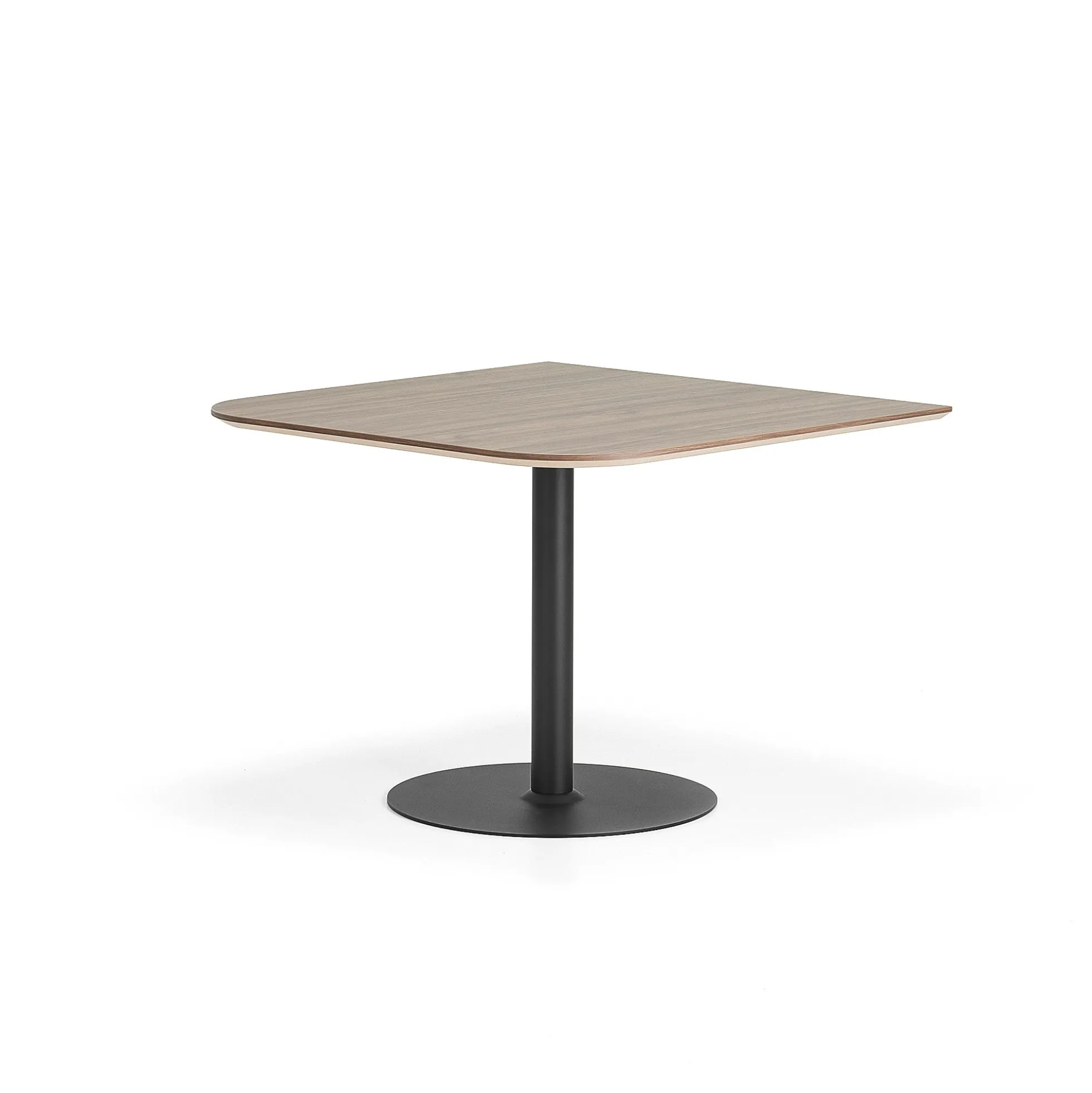 Pöytä METRIC Pyöristetyin kulmin, 1000x1000x720 mm, musta/pähkinä