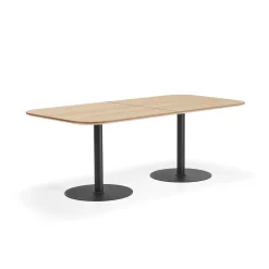 Pöytä METRIC Pyöristetyin kulmin, 2000x1000x720 mm, musta/tammi