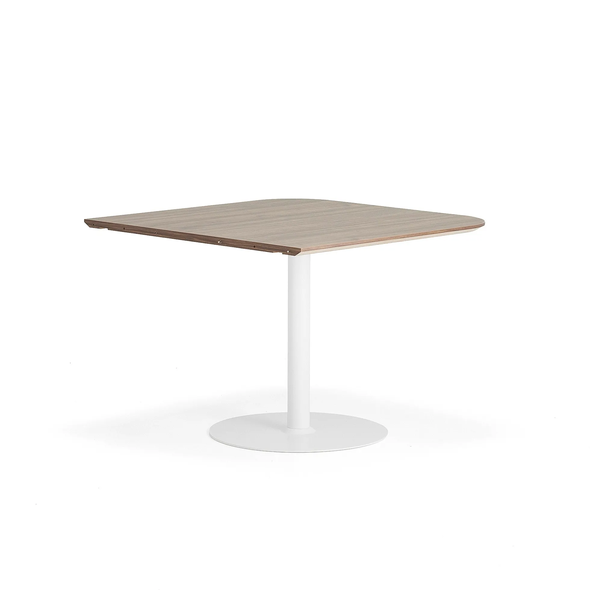 Pöytä METRIC Pyöristetyin kulmin, 1000x1000x720 mm, valkoinen/pähkinä