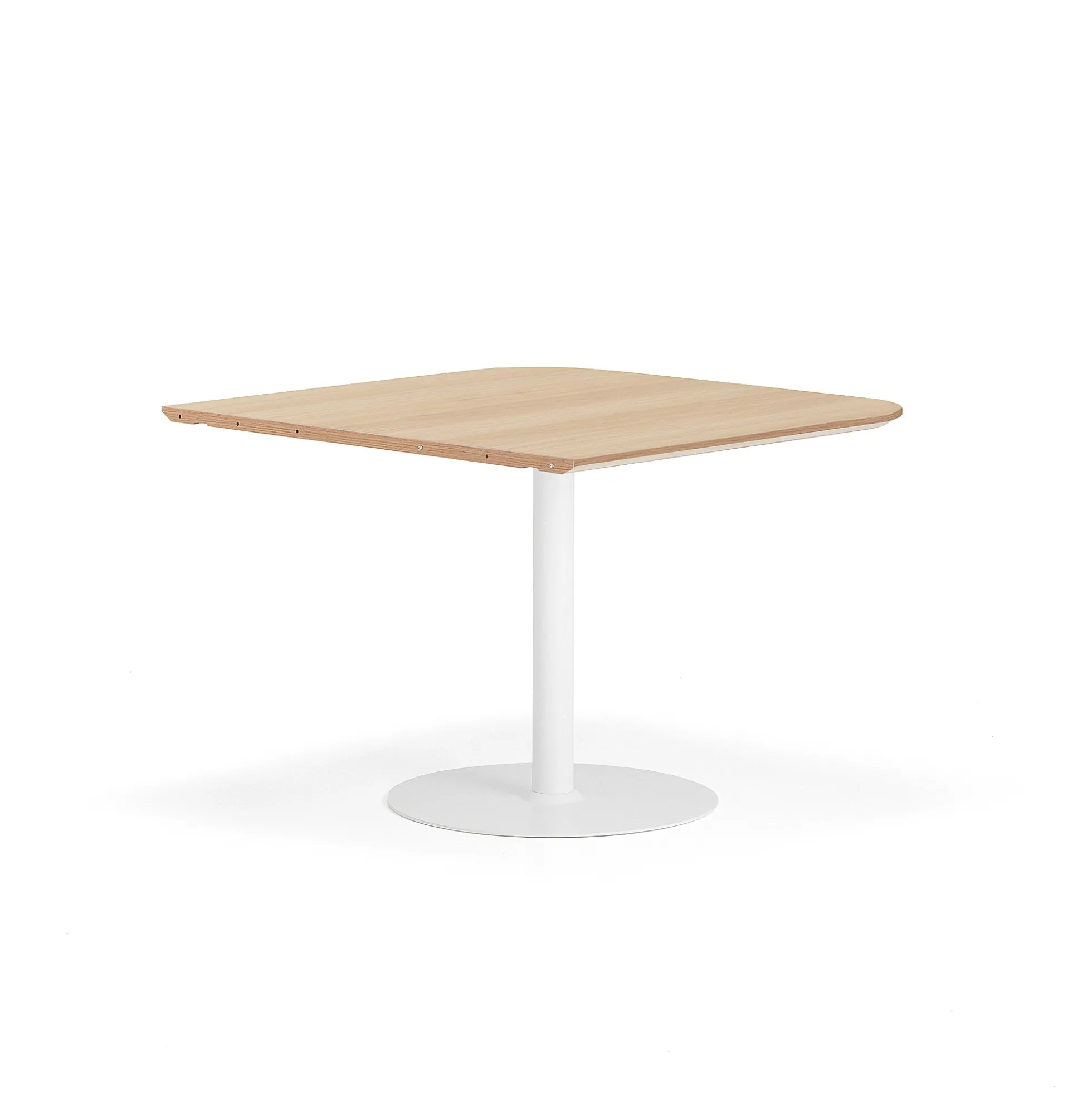 Pöytä METRIC Pyöristetyin kulmin, 1000x1000x720 mm, valkoinen/tammi