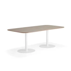 Pöytä METRIC Pyöristetyt kulmat, 2000x1000x720 mm, valkoinen/pähkinä