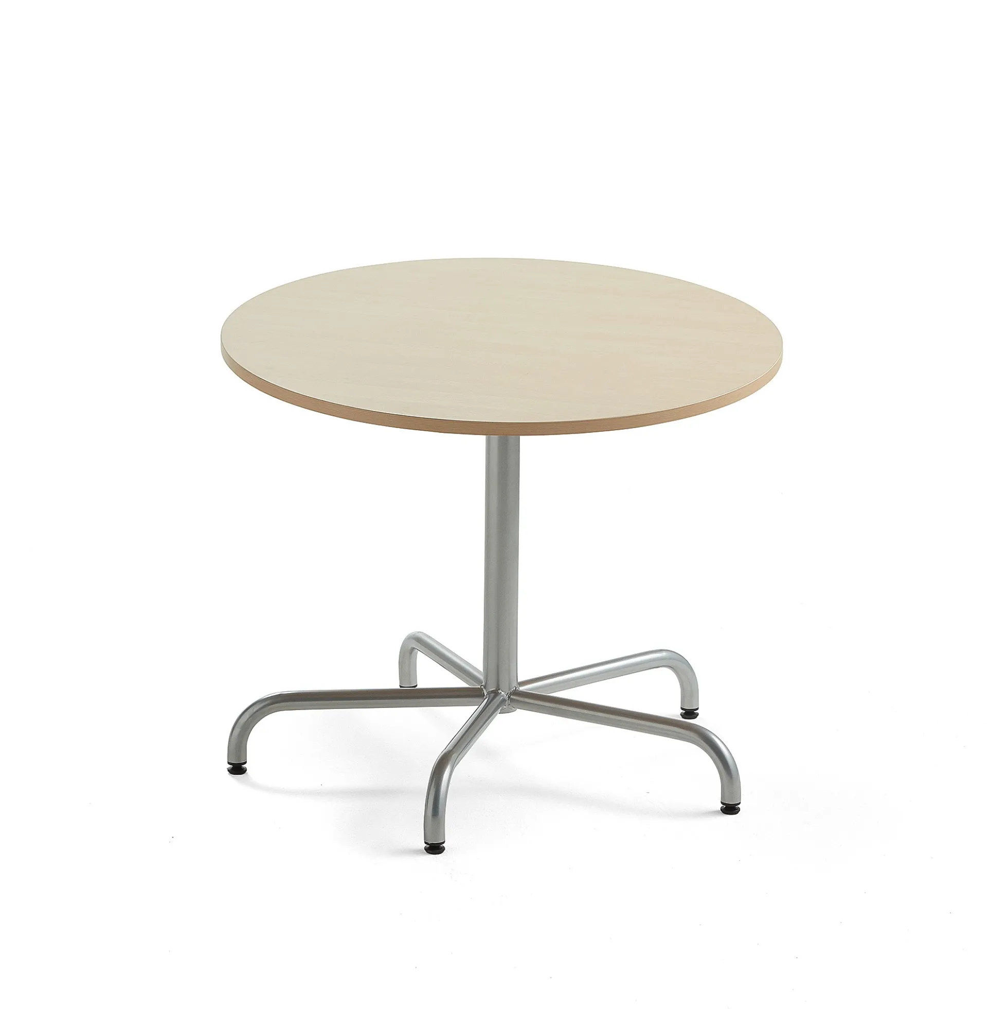 Pöytä PLURAL Ø900x720 mm, ääntä vaimentava korkeapainelaminaatti, koivu, hopeanharmaa
