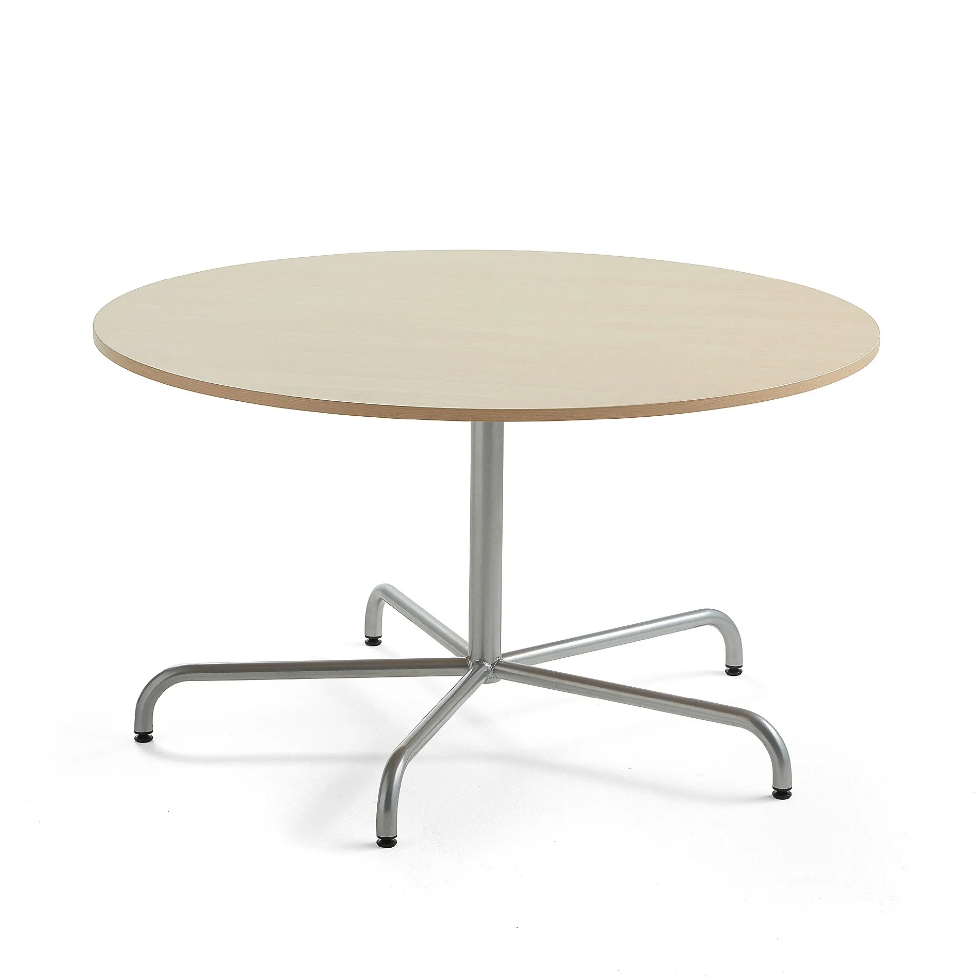 Pöytä PLURAL Ø1300x720 mm, ääntä vaimentava korkeapainelaminaatti, koivu, hopeanharmaa