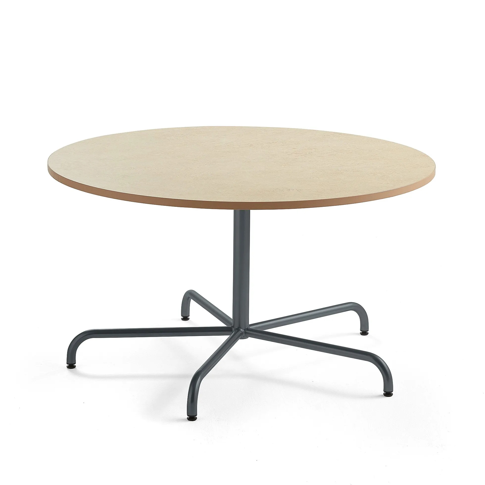 Pöytä PLURAL Ø1300x720 mm, ääntä vaimentava linoleumi, beige, antrasiitinharmaa