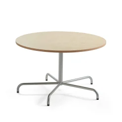 Pöytä PLURAL Ø1200x720 mm, ääntä vaimentava linoleumi, beige, hopeanharmaa