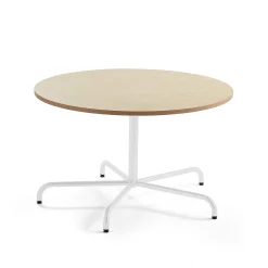 Pöytä PLURAL Ø1200x720 mm, ääntä vaimentava linoleumi, beige, valkoinen