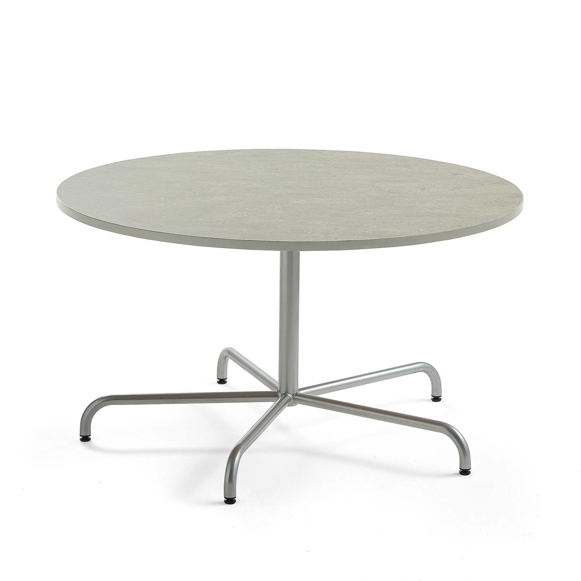 Pöytä PLURAL Ø1300x720 mm, ääntä vaimentava linoleumi, harmaa, hopeanharmaa
