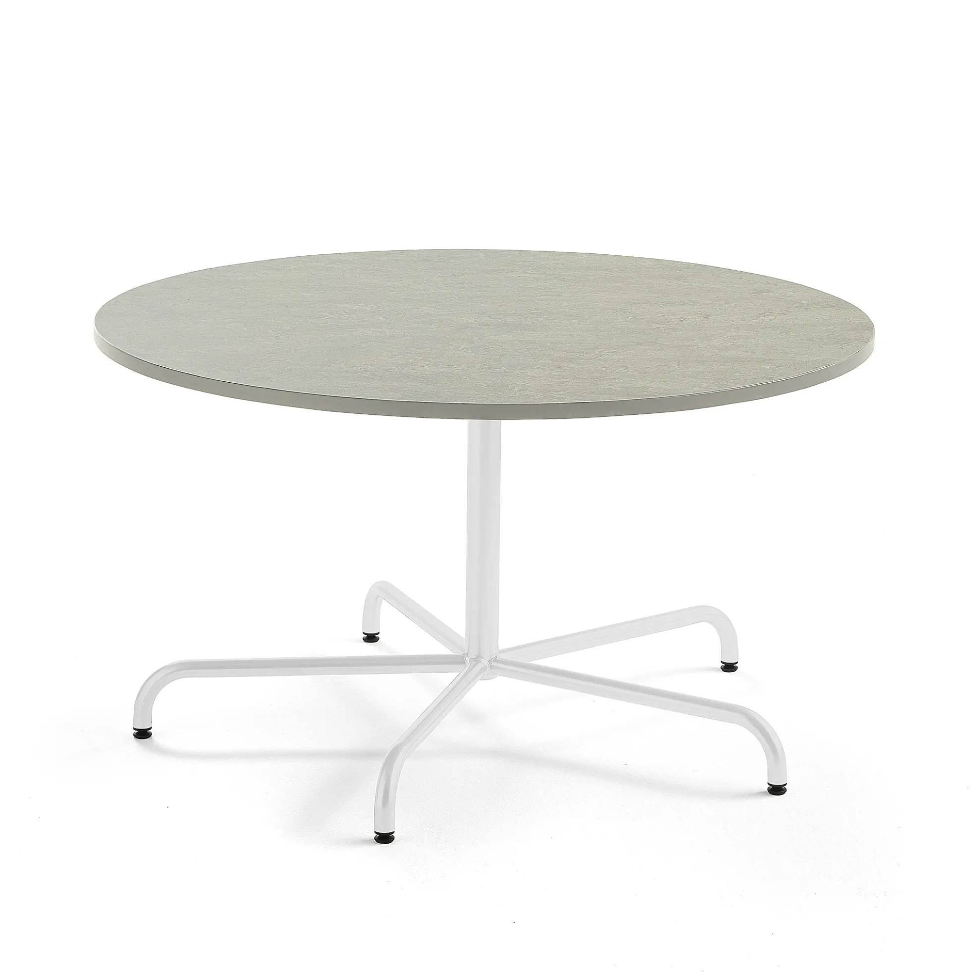 Pöytä PLURAL Ø1300x720 mm, ääntä vaimentava linoleumi, harmaa, valkoinen
