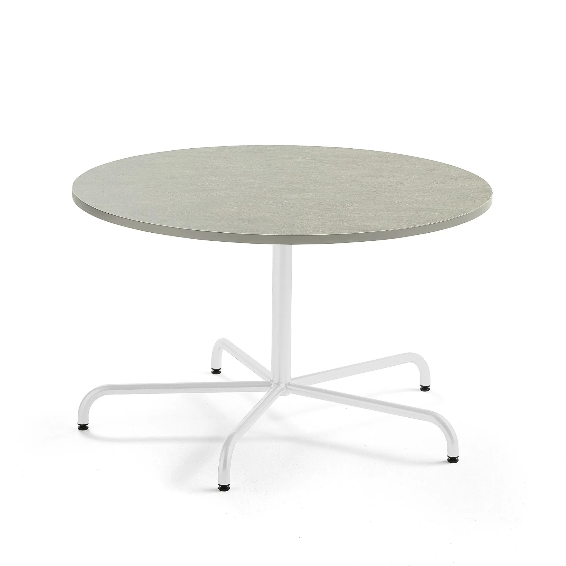 Pöytä PLURAL Ø1200x720 mm, ääntä vaimentava linoleumi, harmaa, valkoinen
