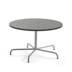 Pöytä PLURAL Ø1200x720 mm, ääntä vaimentava linoleumi, tummanharmaa, hopeanharmaa