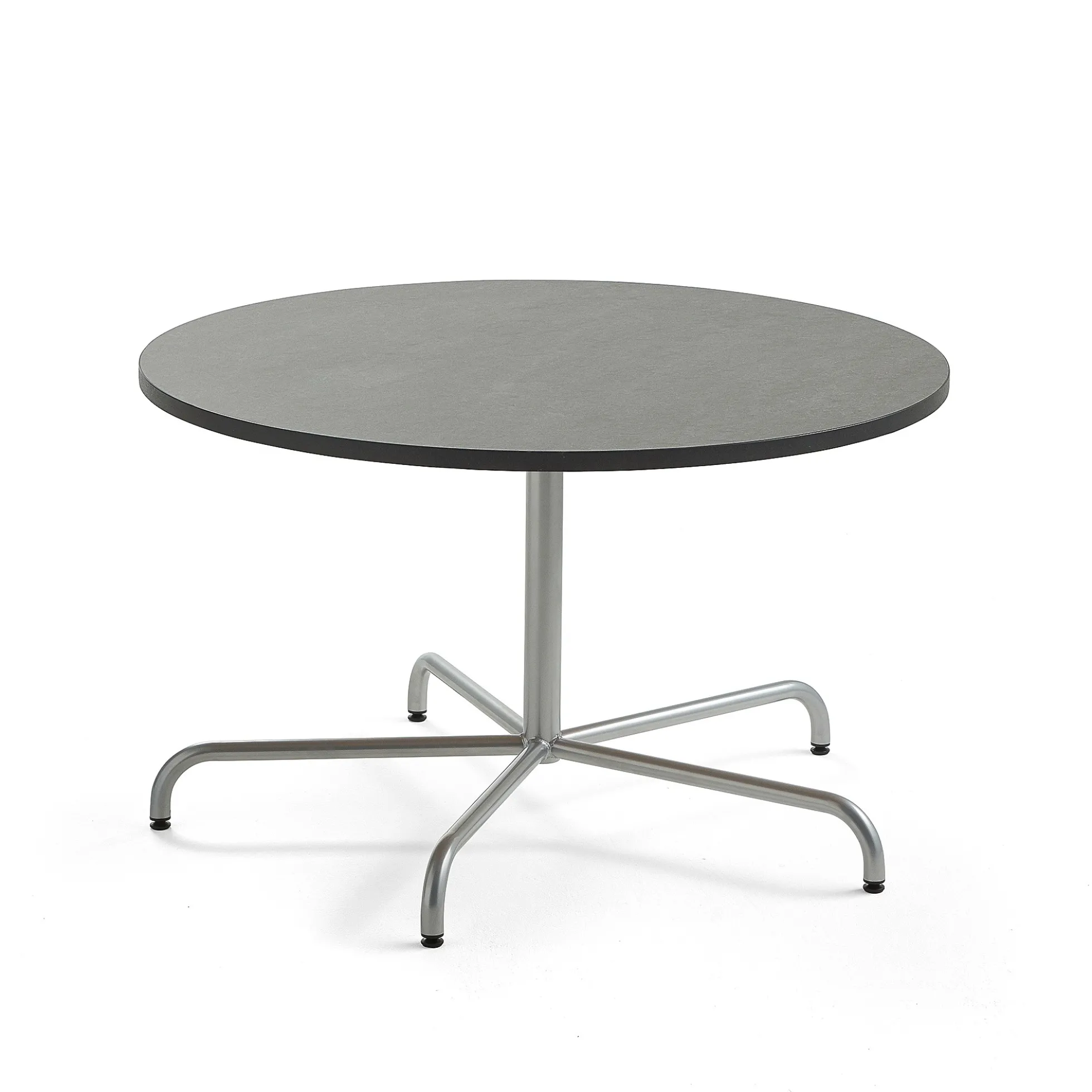 Pöytä PLURAL Ø1200x720 mm, ääntä vaimentava linoleumi, tummanharmaa, hopeanharmaa