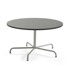 Pöytä PLURAL Ø1300x720 mm, ääntä vaimentava linoleumi, tummanharmaa, hopeanharmaa
