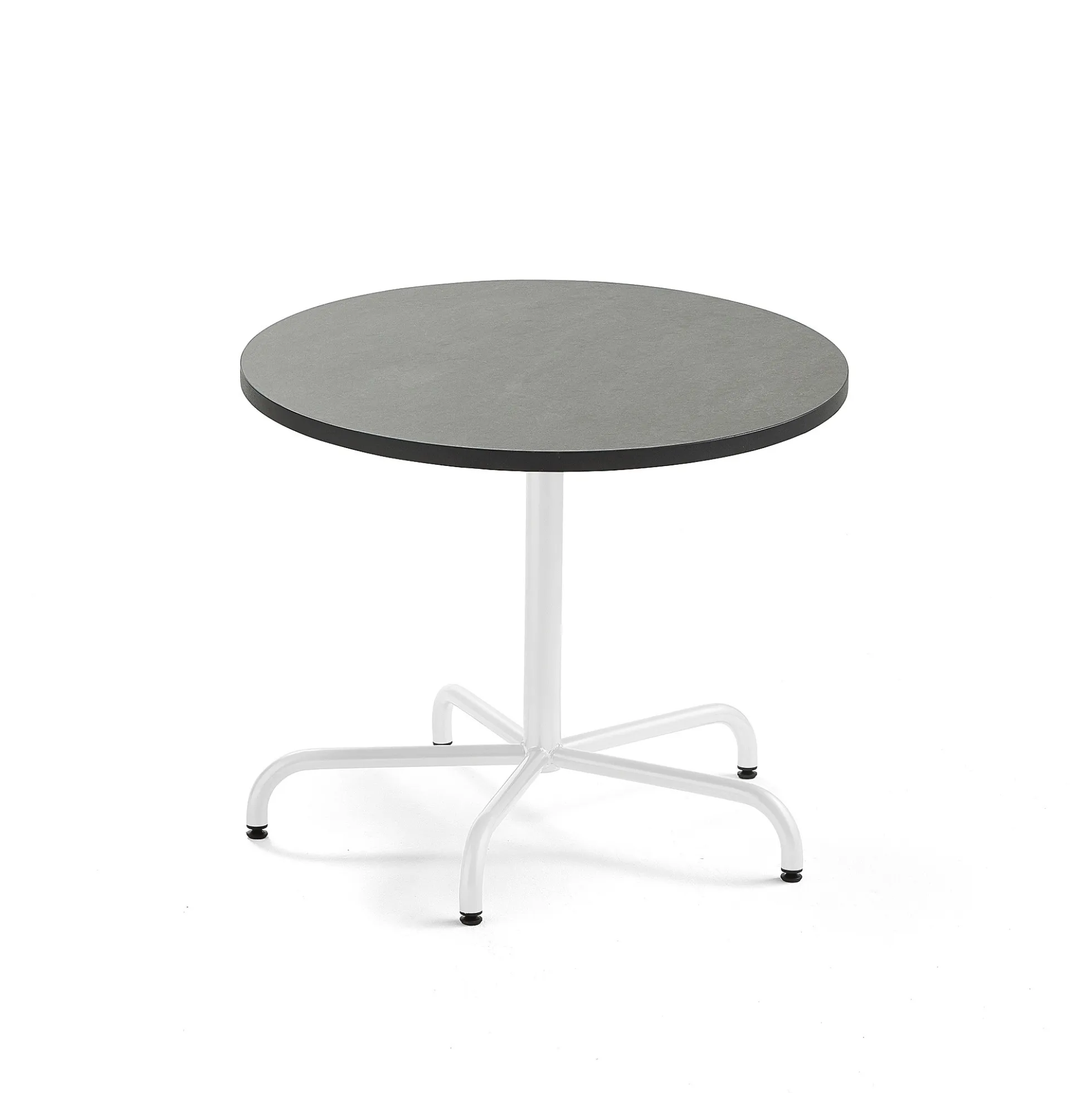 Pöytä PLURAL Ø900x720 mm, ääntä vaimentava linoleumi, tummanharmaa, valkoinen