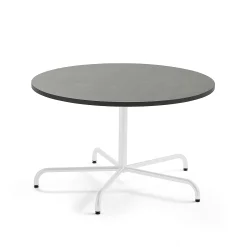 Pöytä PLURAL Ø1200x720 mm, ääntä vaimentava linoleumi, tummanharmaa, valkoinen