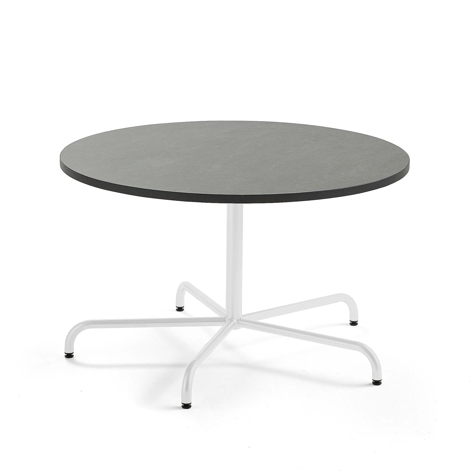 Pöytä PLURAL Ø1200x720 mm, ääntä vaimentava linoleumi, tummanharmaa, valkoinen