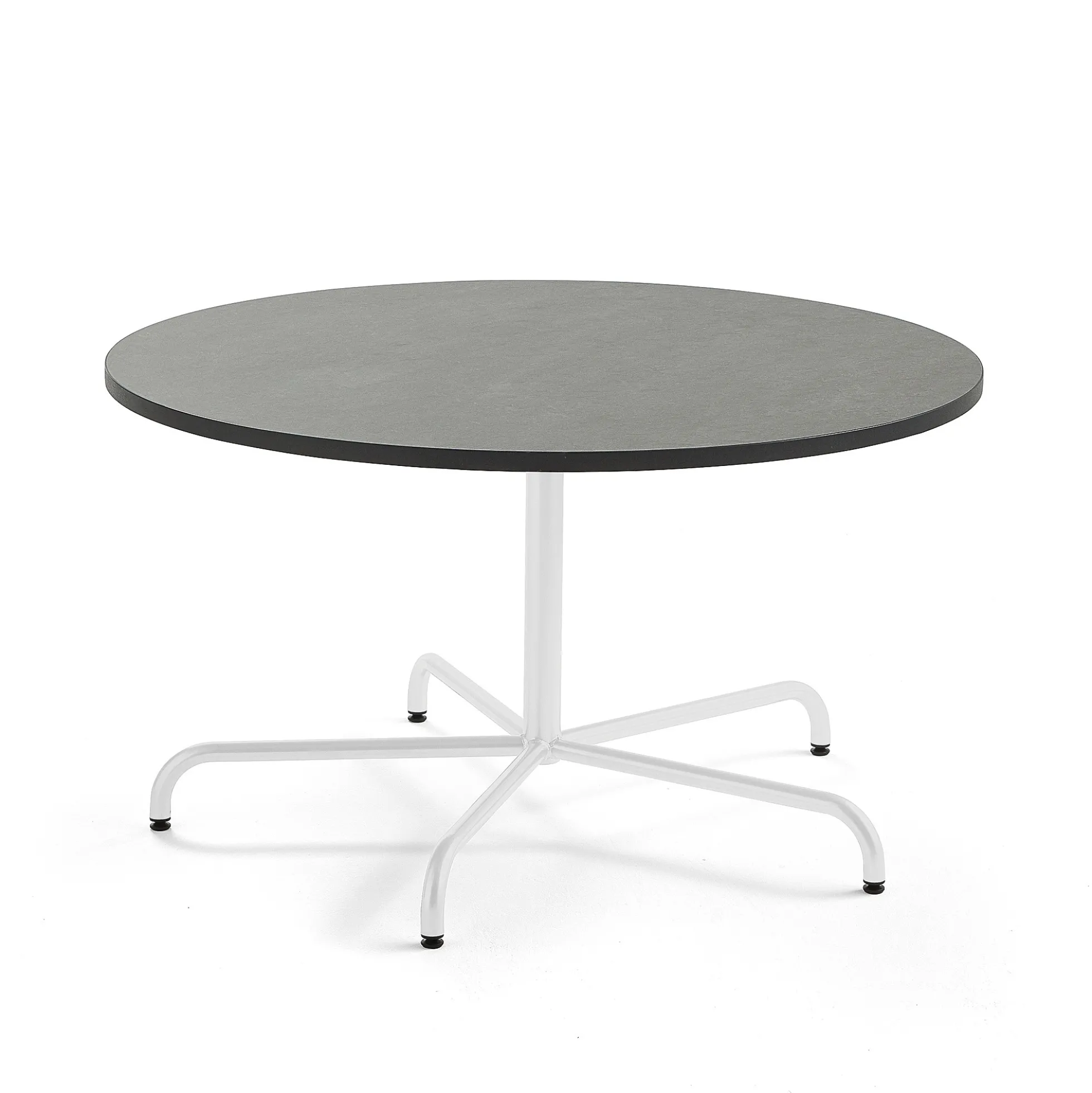 Pöytä PLURAL Ø1300x720 mm, ääntä vaimentava linoleumi, tummanharmaa, valkoinen