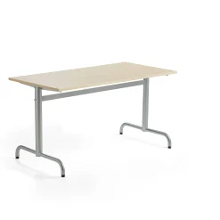 Pöytä PLURAL 1400x700x720 mm, ääntä vaimentava korkeapainelaminaatti, koivu, hopeanharmaa