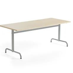 Pöytä PLURAL 1800x800x720 mm, ääntä vaimentava korkeapainelaminaatti, koivu, hopeanharmaa