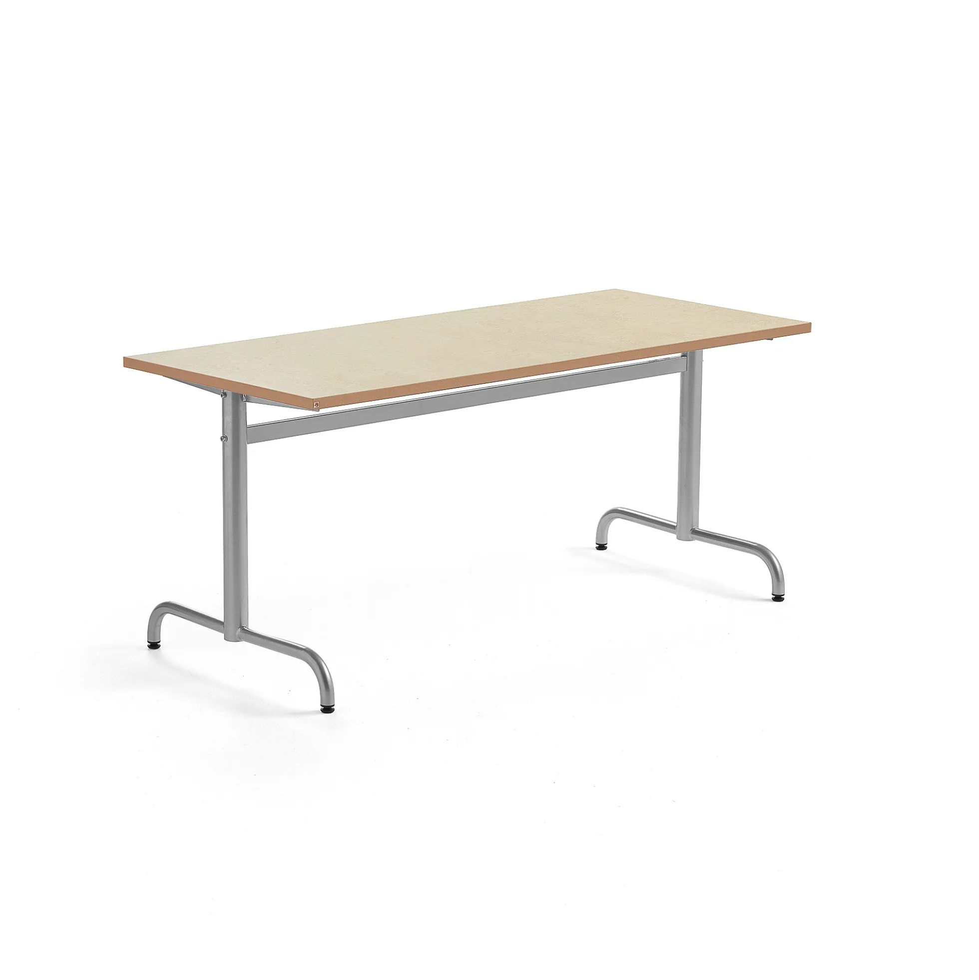 Pöytä PLURAL 1600x700x720 mm, ääntä vaimentava linoleumi, beige, hopeanharmaa
