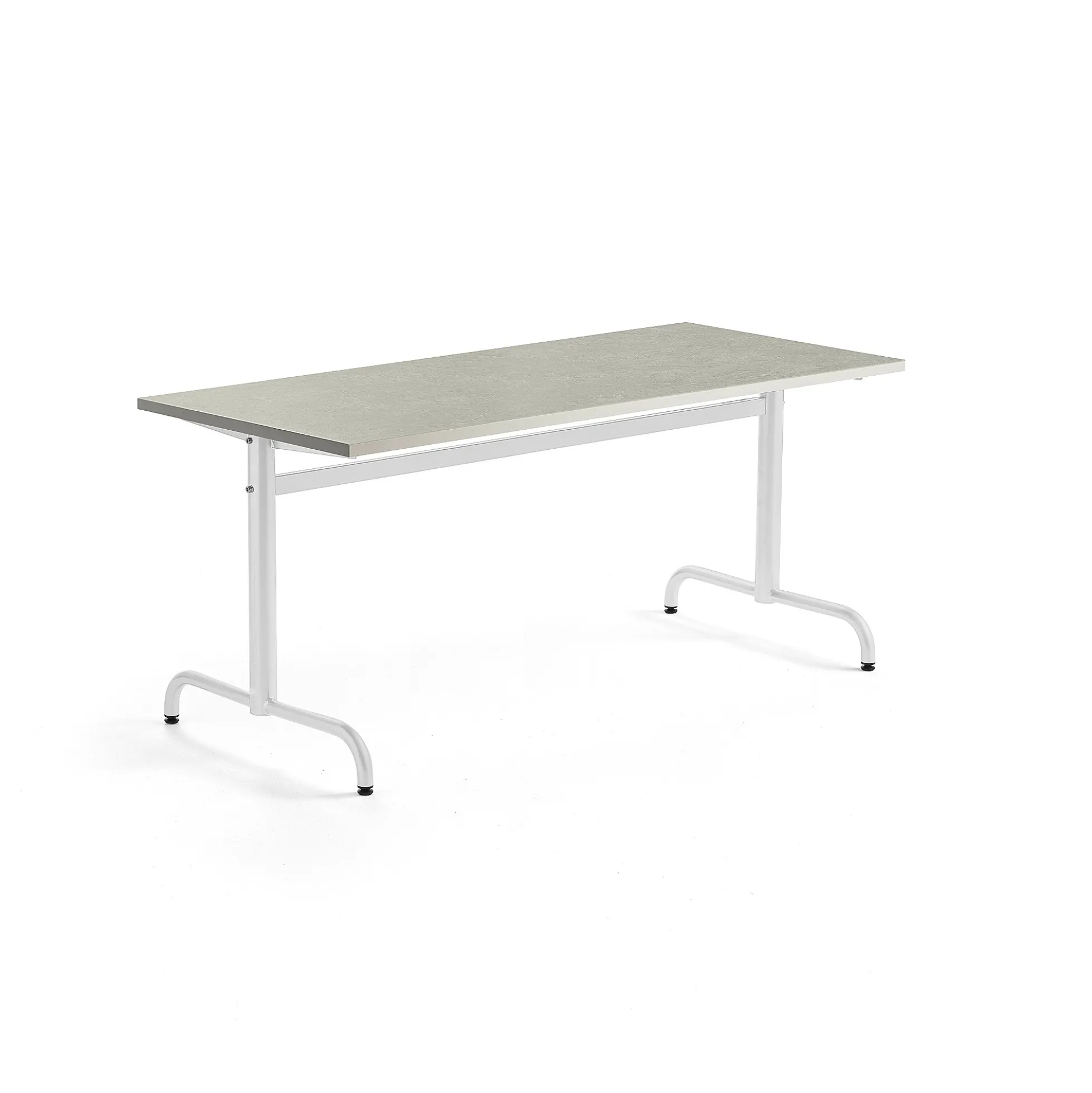 Pöytä PLURAL 1600x700x720 mm, ääntä vaimentava linoleumi, harmaa, valkoinen