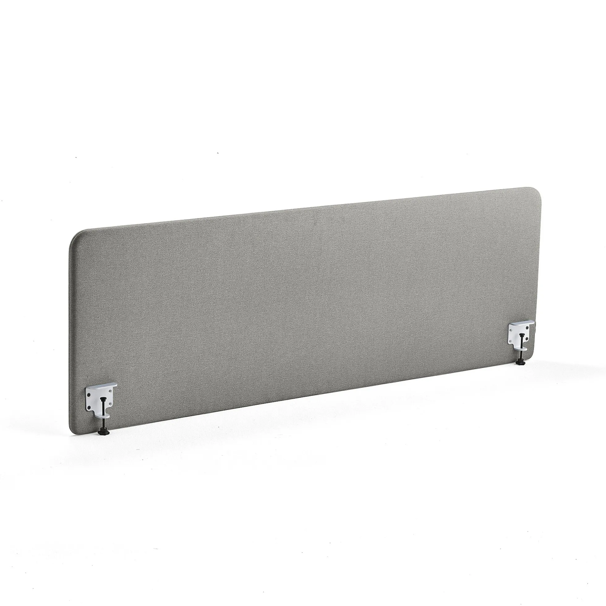 Pöytäsermi ZONE Valkoiset kiinnikkeet, 2000x650x30 mm, kangas Rivet, hopeanharmaa