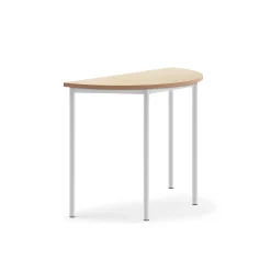Pöytä SONITUS Ääntä vaimentava linoleumi, puoliympyrä, 1200x600x900 mm, beige, valkoinen
