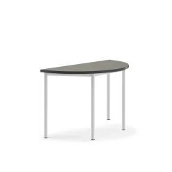 Pöytä SONITUS Ääntä vaimentava linoleumi, puoliympyrä, 1200x600x720 mm, tummanharmaa, valkoinen