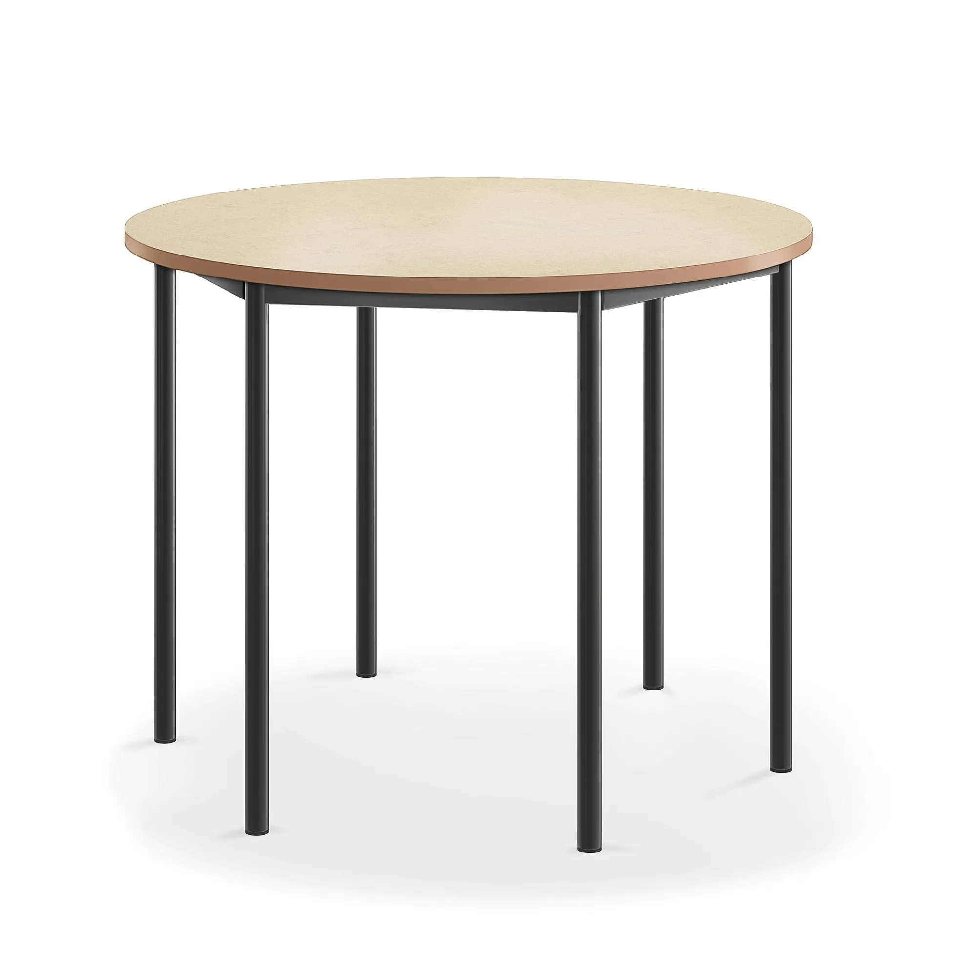 Pöytä SONITUS Ääntä vaimentava linoleumi, pyöreä, Ø1200x900 mm, beige, antrasiitinharmaa