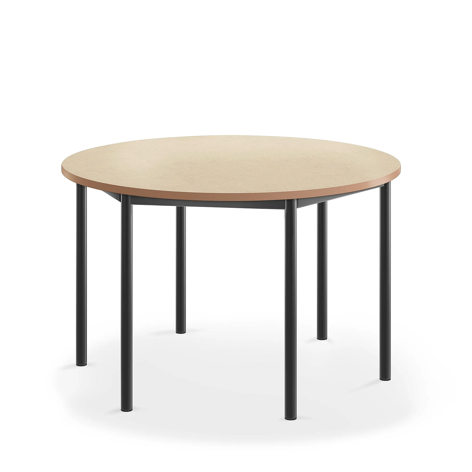 Pöytä SONITUS Ääntä vaimentava linoleumi, pyöreä, Ø1200x720 mm, beige, antrasiitinharmaa