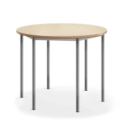 Pöytä SONITUS Ääntä vaimentava linoleumi, pyöreä, Ø 1200x900 mm, beige, hopeanharmaa