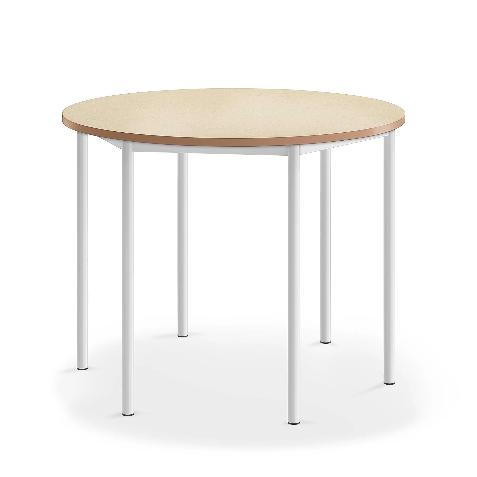 Pöytä SONITUS Ääntä vaimentava linoleumi, pyöreä, Ø1200x900 mm, beige, valkoinen