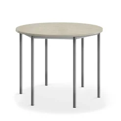 Pöytä SONITUS Ääntä vaimentava linoleumi, pyöreä, Ø 1200x900 mm, harmaa, hopeanharmaa