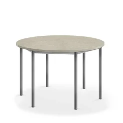 Pöytä SONITUS Ääntä vaimentava linoleumi, pyöreä, Ø 1200x720 mm, harmaa, hopeanharmaa