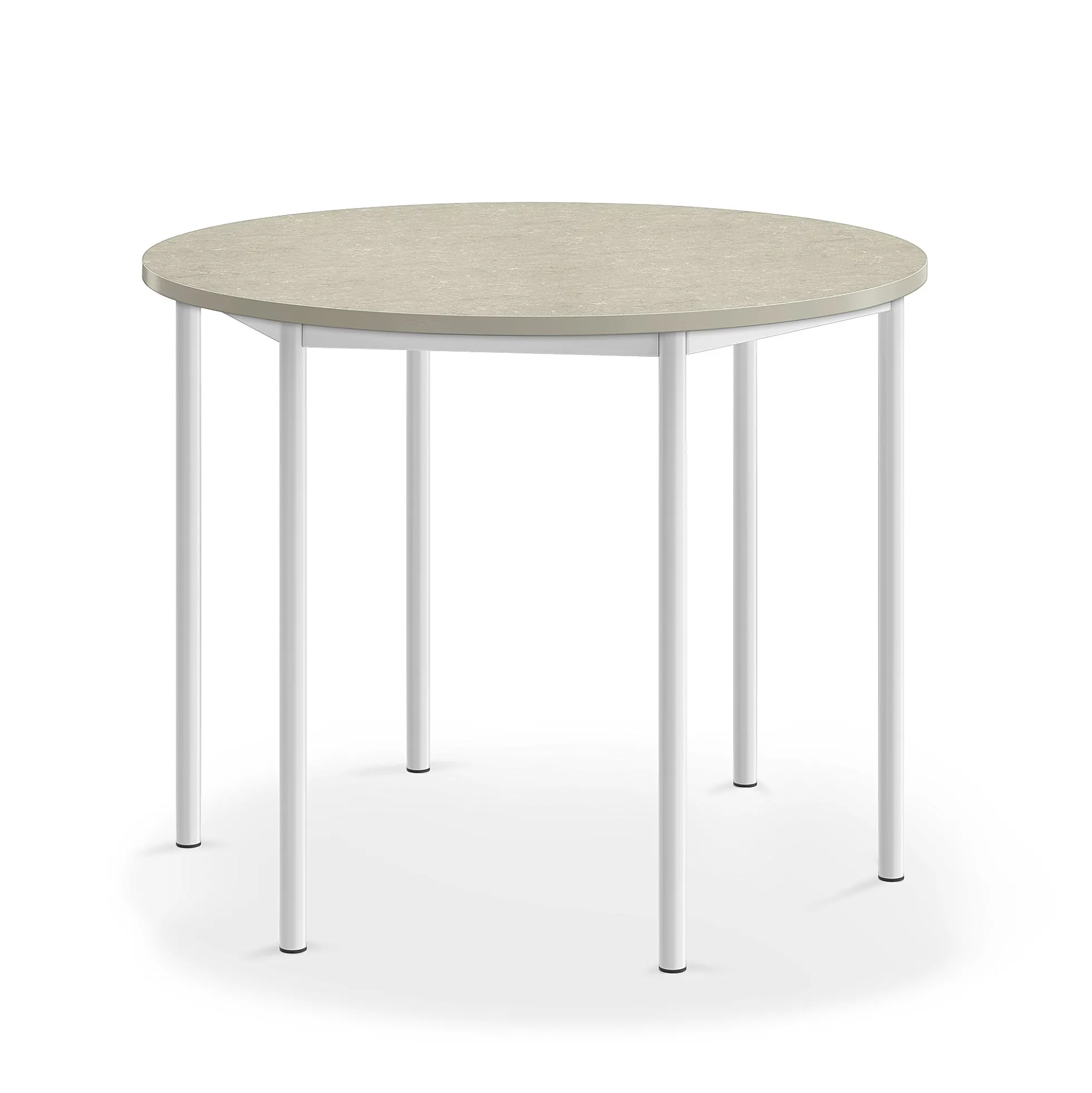 Pöytä SONITUS Ääntä vaimentava linoleumi, pyöreä, Ø1200x900 mm, harmaa, valkoinen
