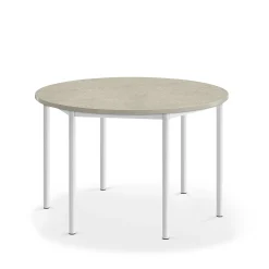 Pöytä SONITUS Ääntä vaimentava linoleumi, pyöreä, Ø1200x720 mm, harmaa, valkoinen
