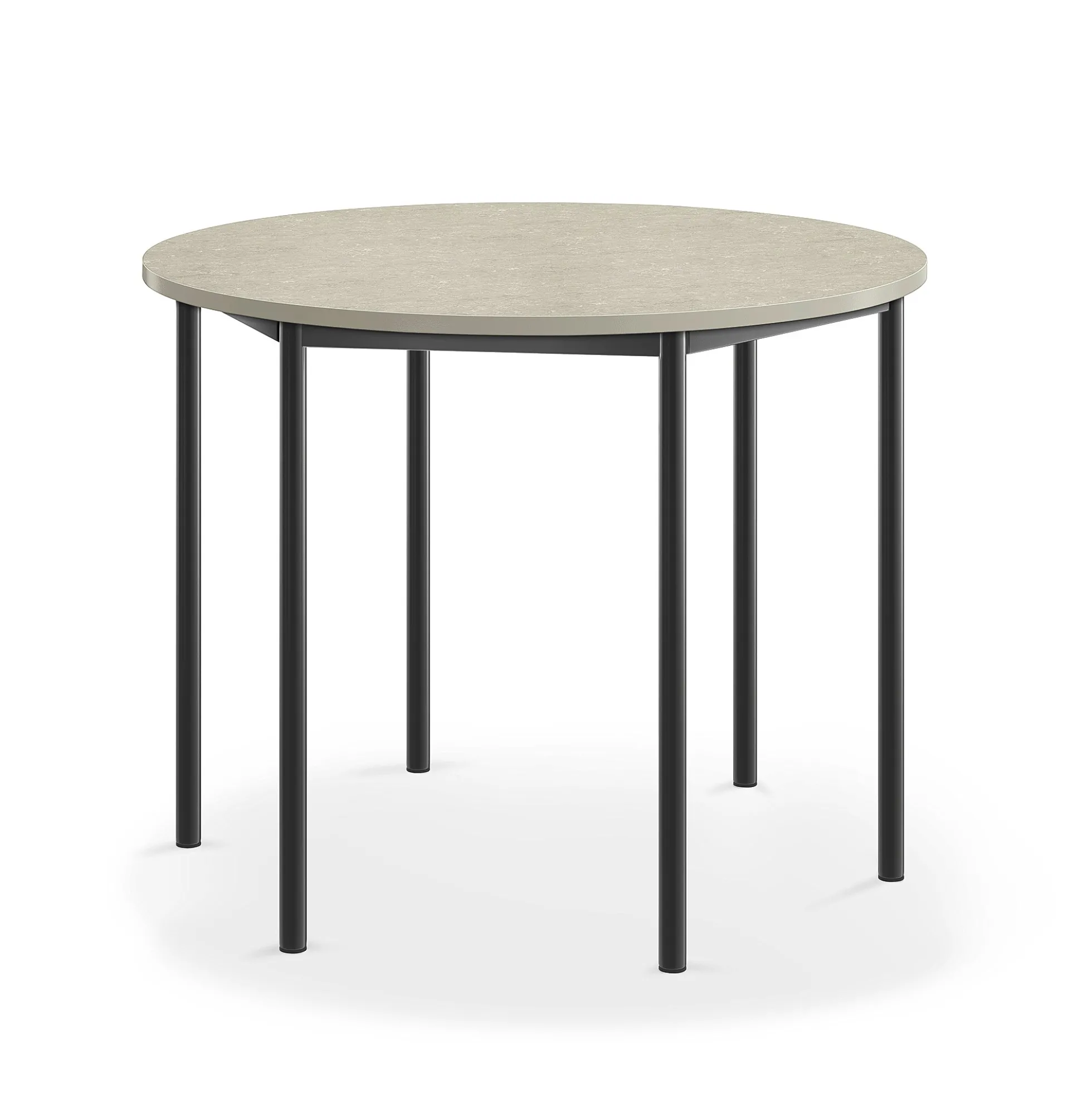 Pöytä SONITUS Ääntä vaimentava linoleumi, pyöreä, Ø1200x900 mm, vaaleanharmaa, antrasiitinharmaa