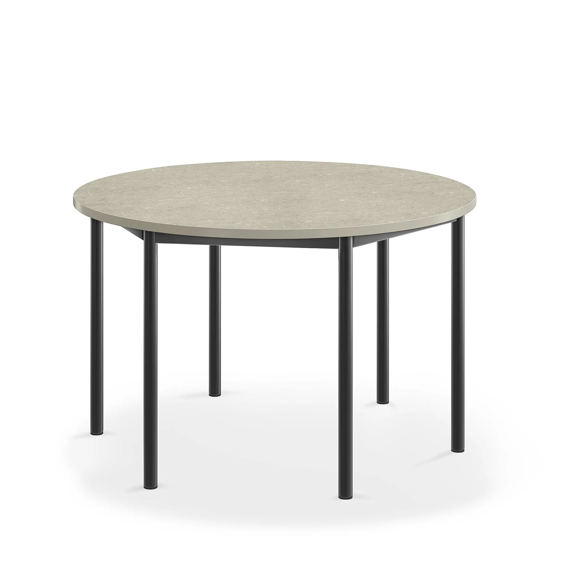 Pöytä SONITUS Ääntä vaimentava linoleumi, pyöreä, Ø1200x720 mm, vaaleanharmaa, antrasiitinharmaa