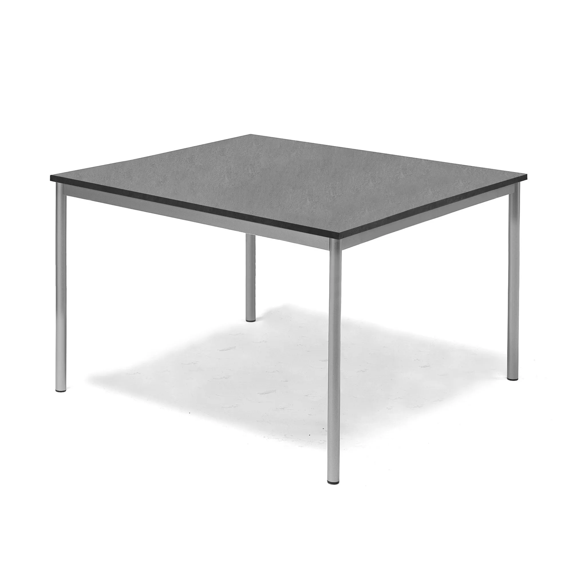 Pöytä SONITUS Ääntä vaimentava linoleumi, 1200x1200x720 mm, tummanharmaa, hopeanharmaa
