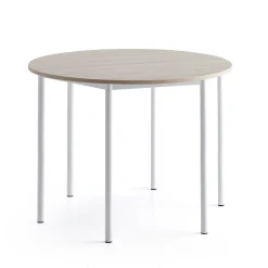 Pöytä SONITUS PLUS Ø1200x900 mm, korkeapainelaminaatti HPL, saarni, valkoinen