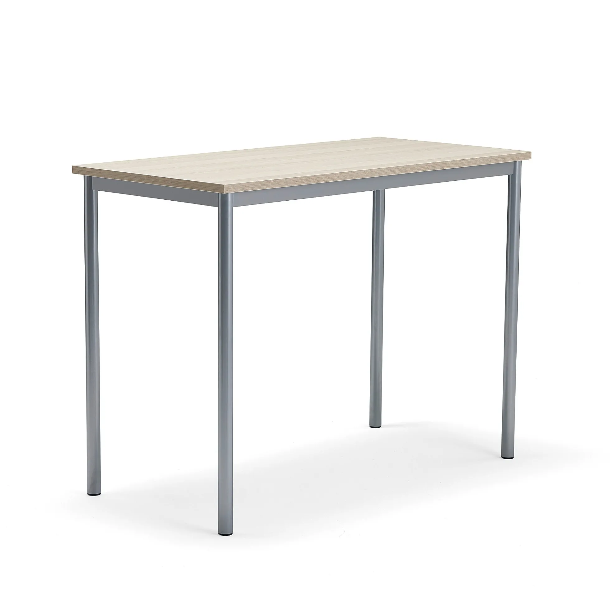 Pöytä SONITUS PLUS 1200x600x900 mm, korkeapainelaminaatti HPL, saarni, hopeanharmaa