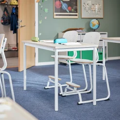 Pöytä SONITUS PLUS 1200x600x760 mm, korkeapainelaminaatti HPL, saarni, valkoinen