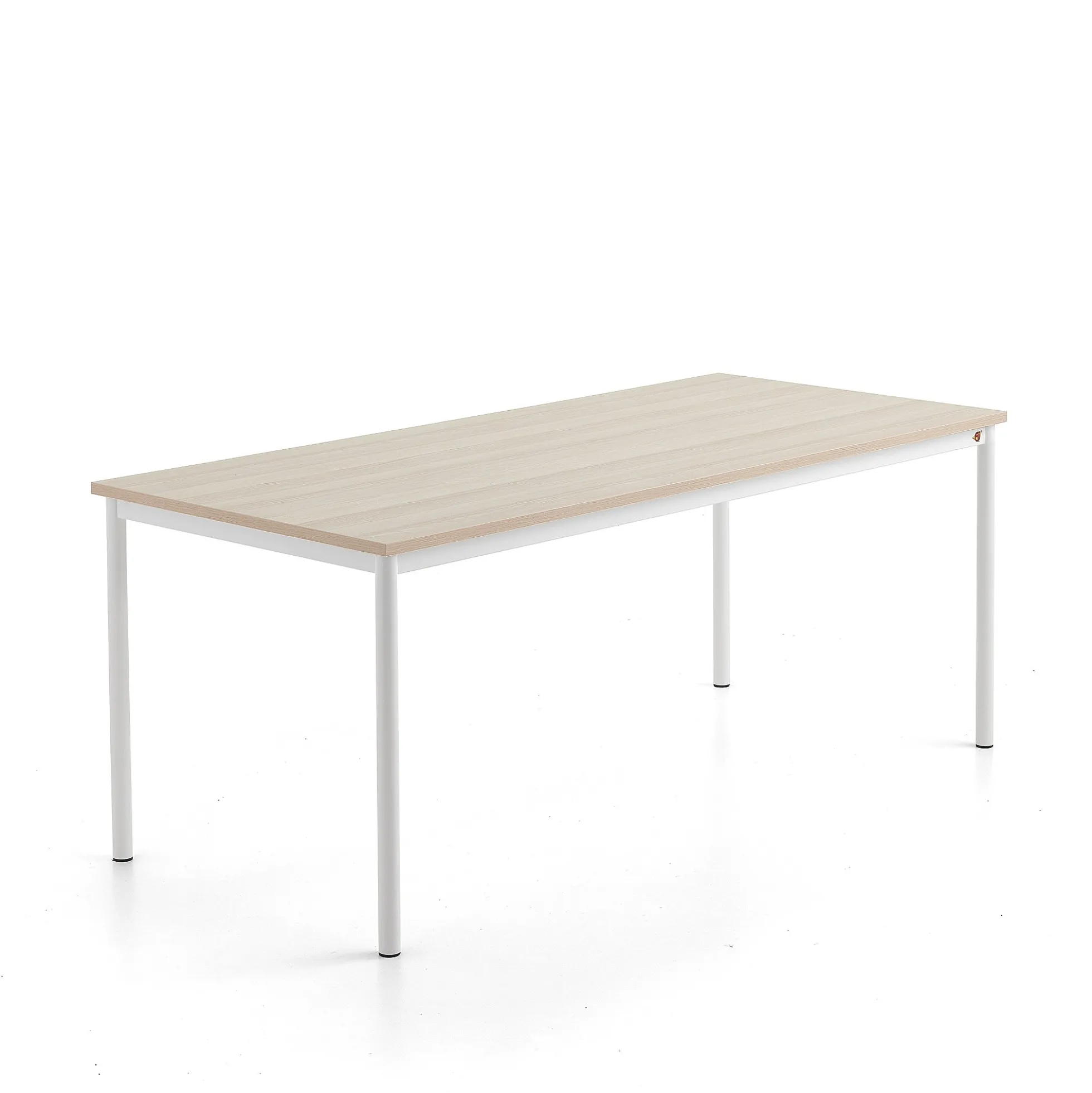 Pöytä SONITUS PLUS 1800x800x720 mm, korkeapainelaminaatti HPL, saarni, valkoinen