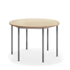 Pöytä SONITUS Pyöreä, Ø 1200x760 mm, beige linoleumi, hopeanharmaa
