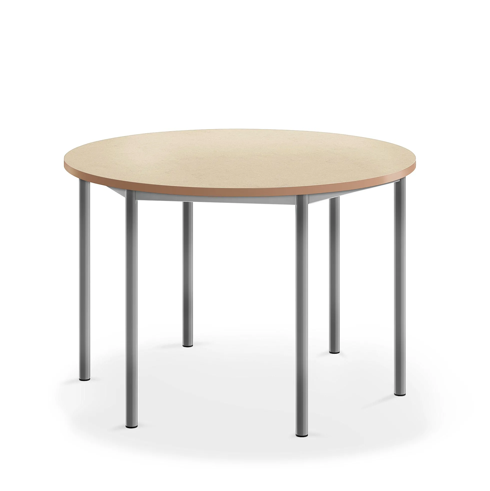 Pöytä SONITUS Pyöreä, Ø 1200x760 mm, beige linoleumi, hopeanharmaa